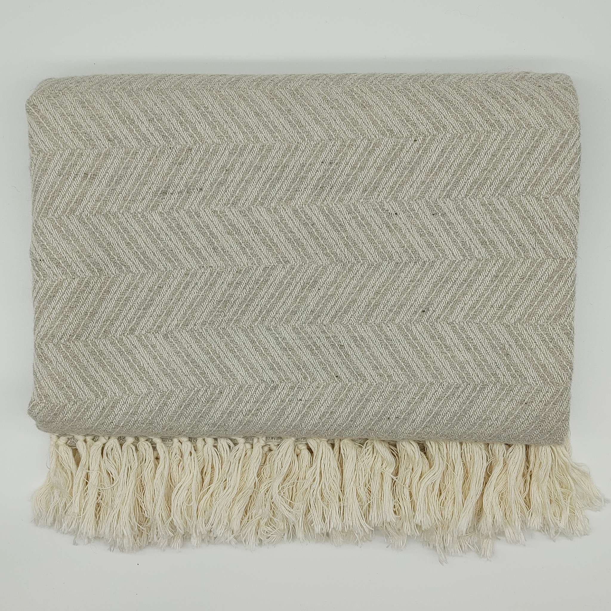 Alpaca-Cotton Throw - Jacquard Herring Bone
