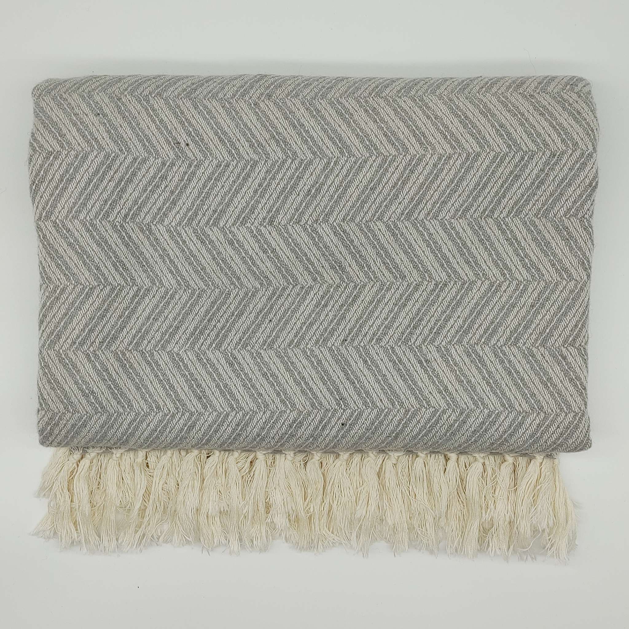 Alpaca-Cotton Throw - Jacquard Herring Bone