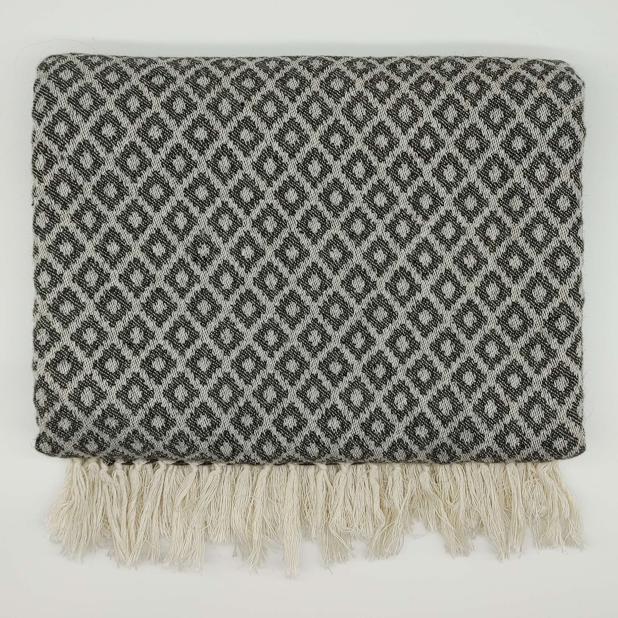 Alpaca-Cotton Throw - Jacquard Diamond