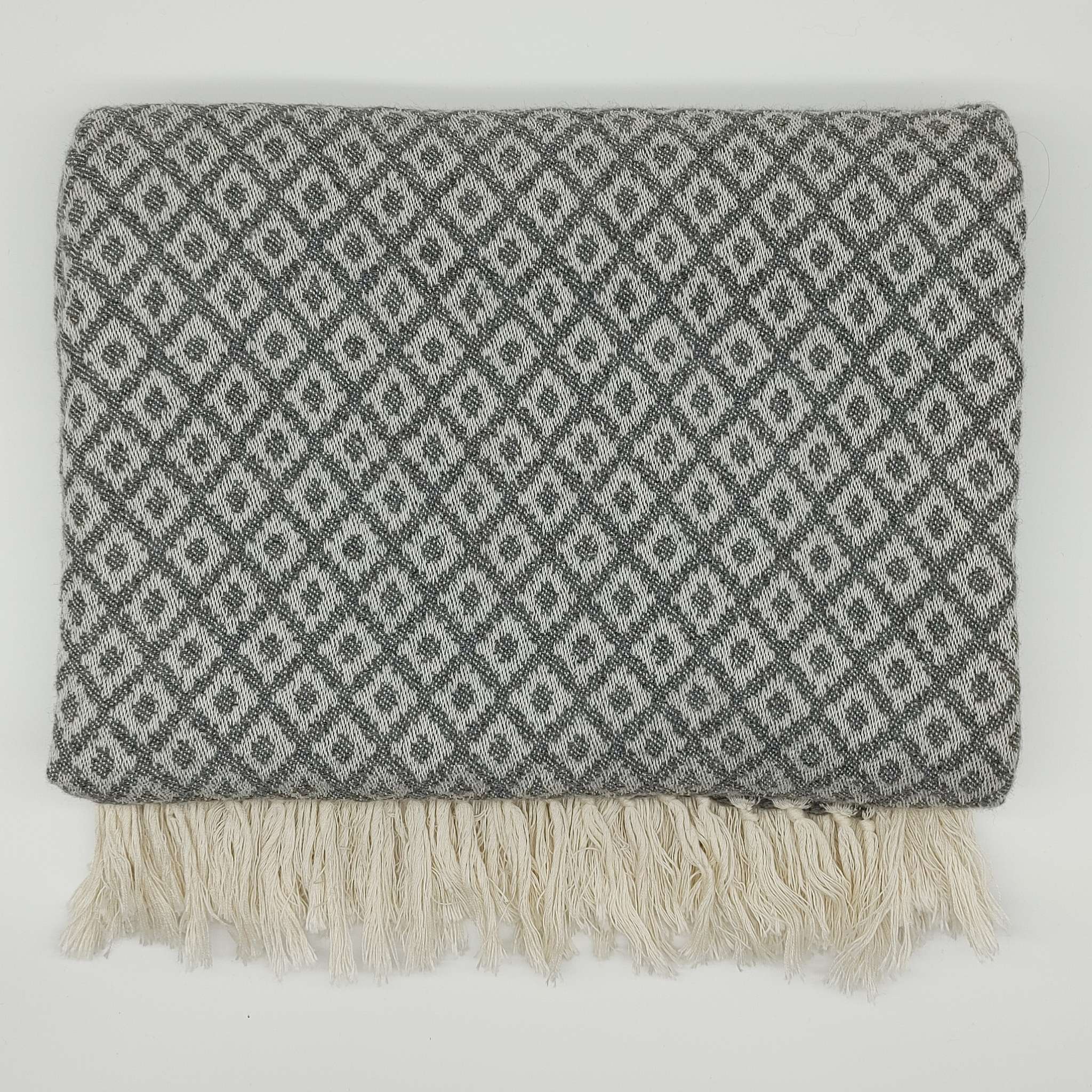 Alpaca-Cotton Throw - Jacquard Diamond