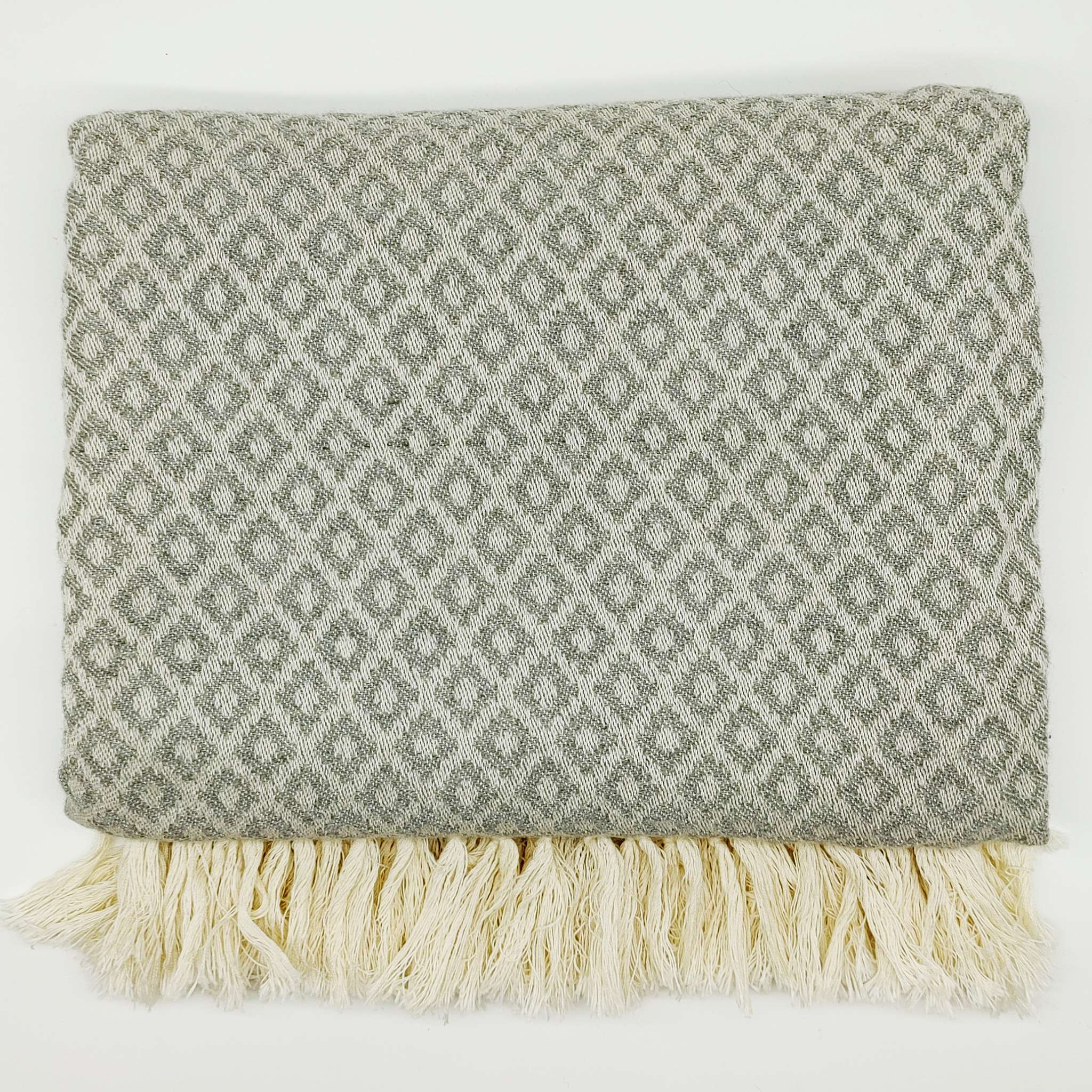 Alpaca-Cotton Throw - Jacquard Diamond