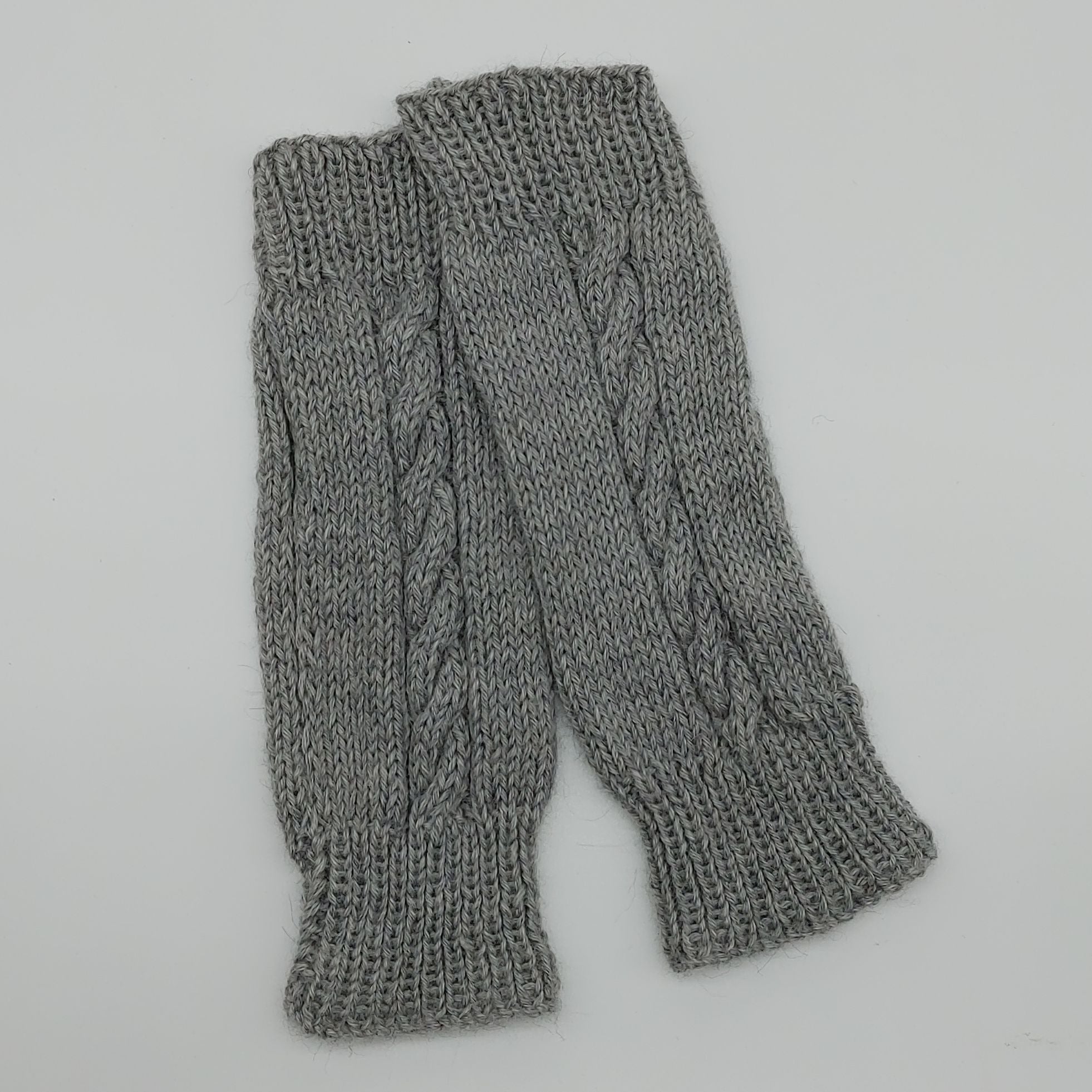 Silver Grey Mittens - Fingerless