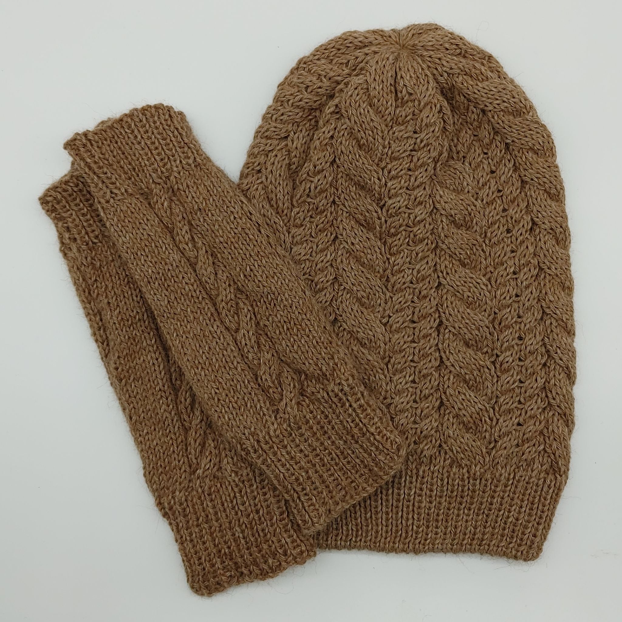 Multi Cable Beanie with Mittens